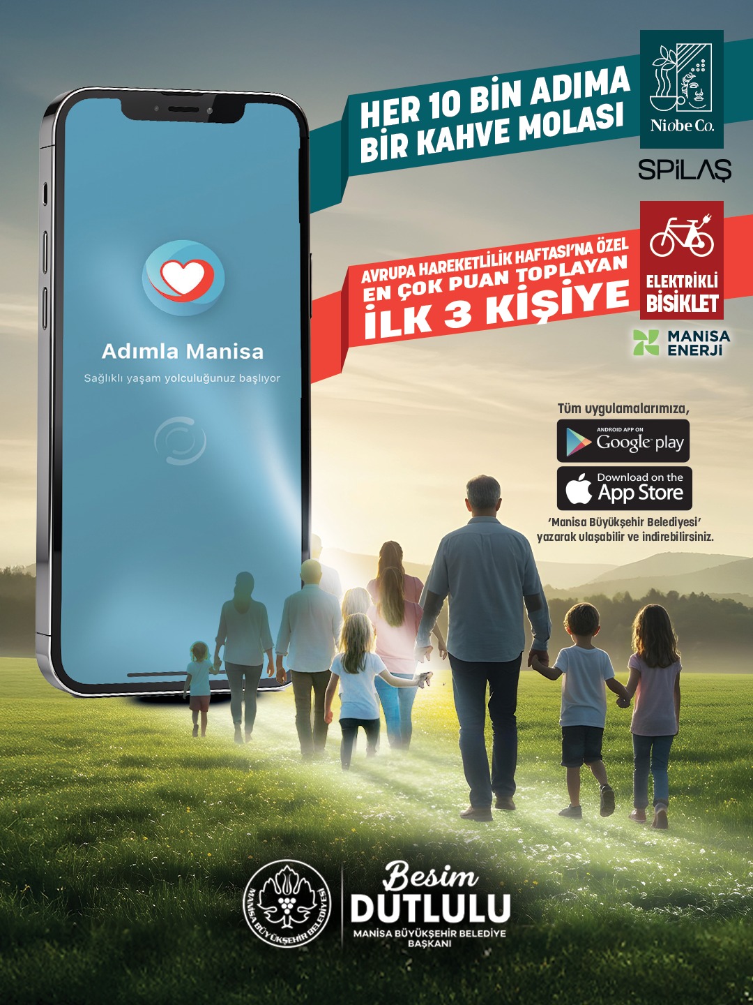 Manisa Büyükşehir Belediyesi, fiziksel aktiviteyi artırmak amacıyla geliştirdiği 'Adımla Manisa'